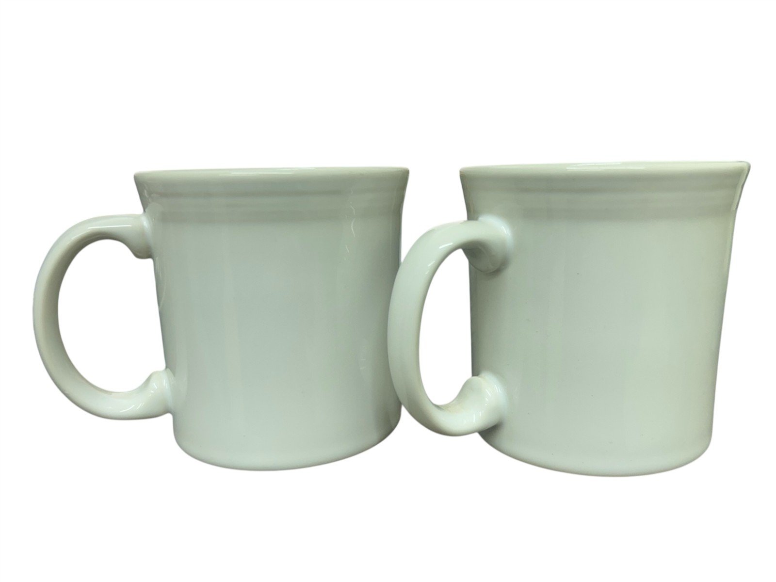 Fiesta - Pair of White His and Hers Java Handle Mugs Homer Laughlin Ceramic Cup