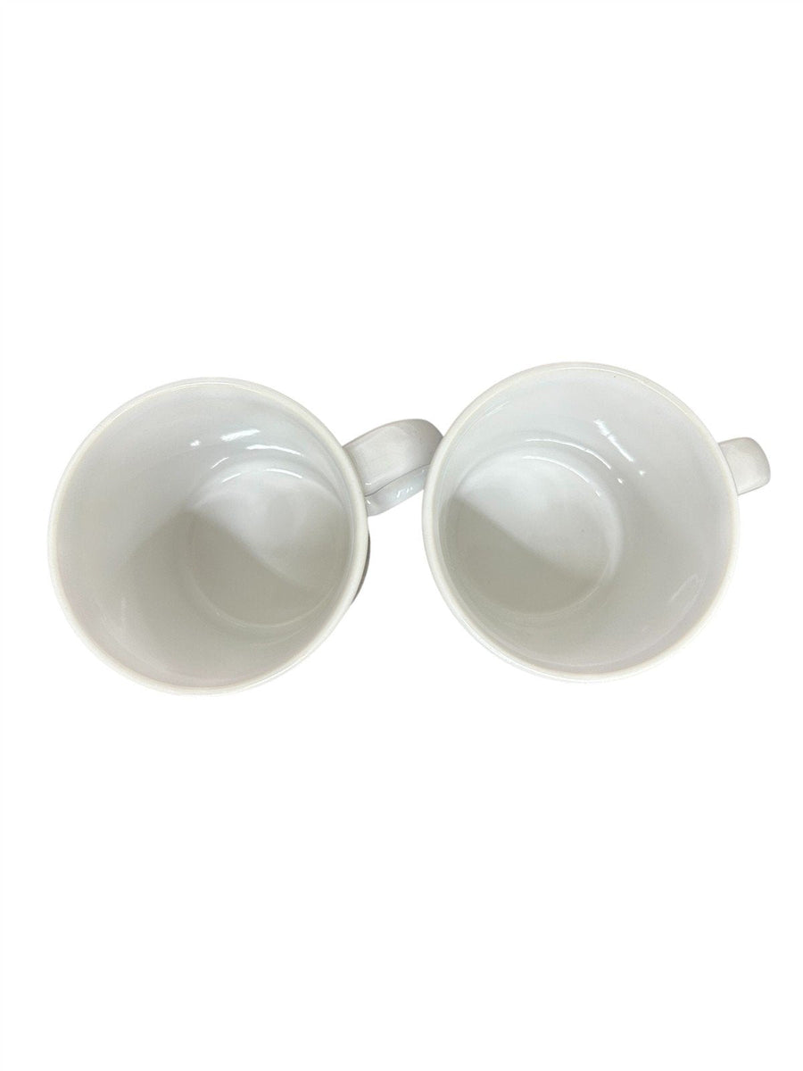 Fiesta - Pair of White His and Hers Java Handle Mugs Homer Laughlin Ceramic Cup