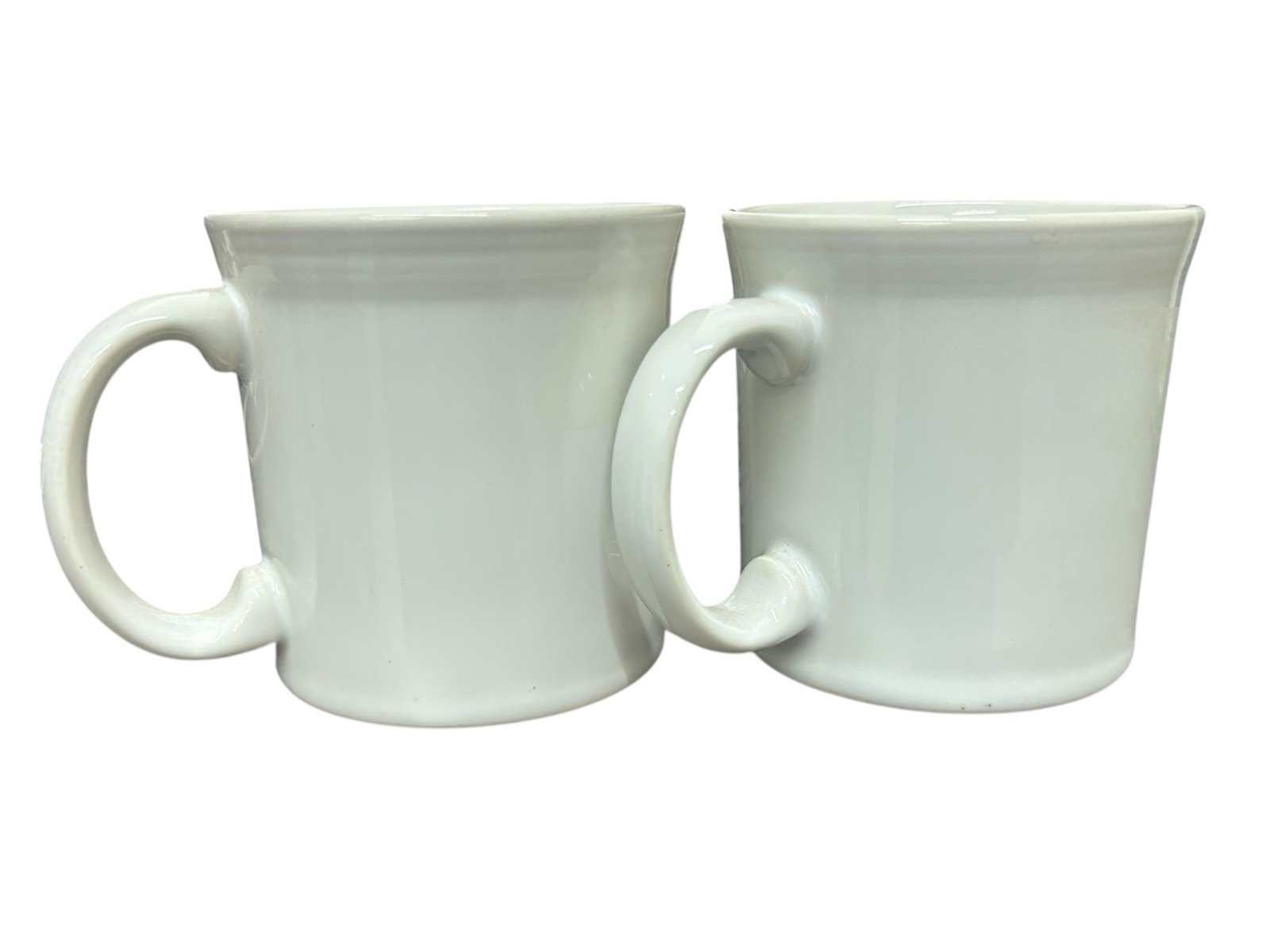 Fiesta - Pair of Mr. and Mrs. White Java Handle Mug Homer Laughlin Ceramic Cup