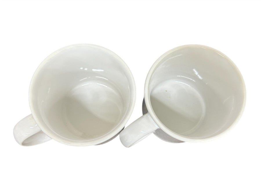 Fiesta - Pair of Mr. and Mrs. White Java Handle Mug Homer Laughlin Ceramic Cup