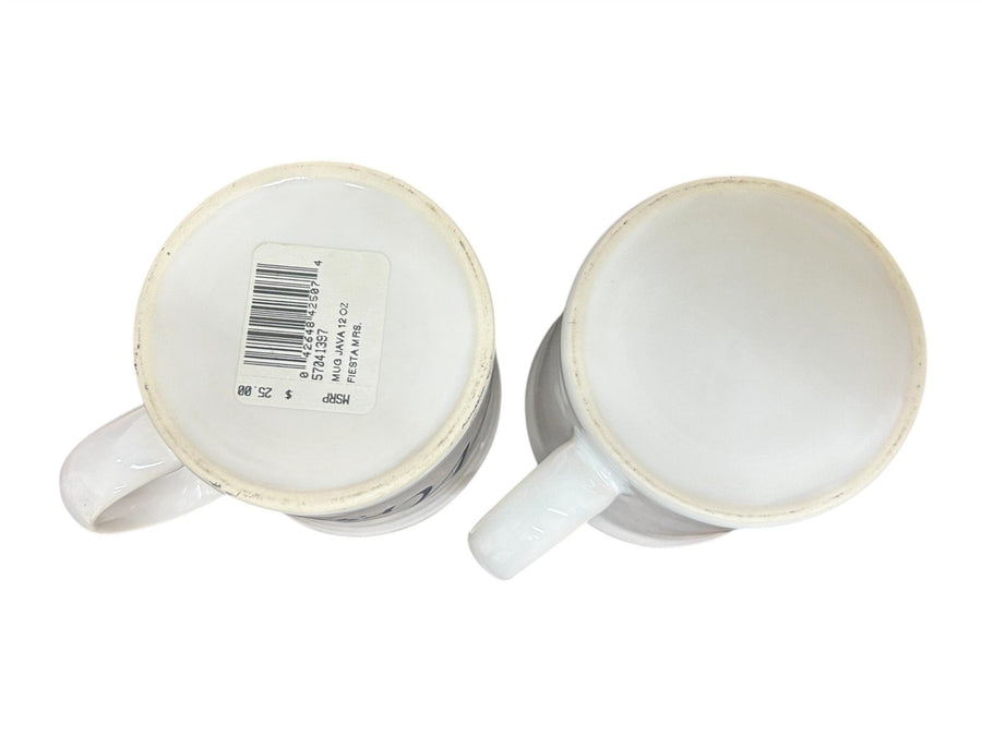 Fiesta - Pair of Mr. and Mrs. White Java Handle Mug Homer Laughlin Ceramic Cup