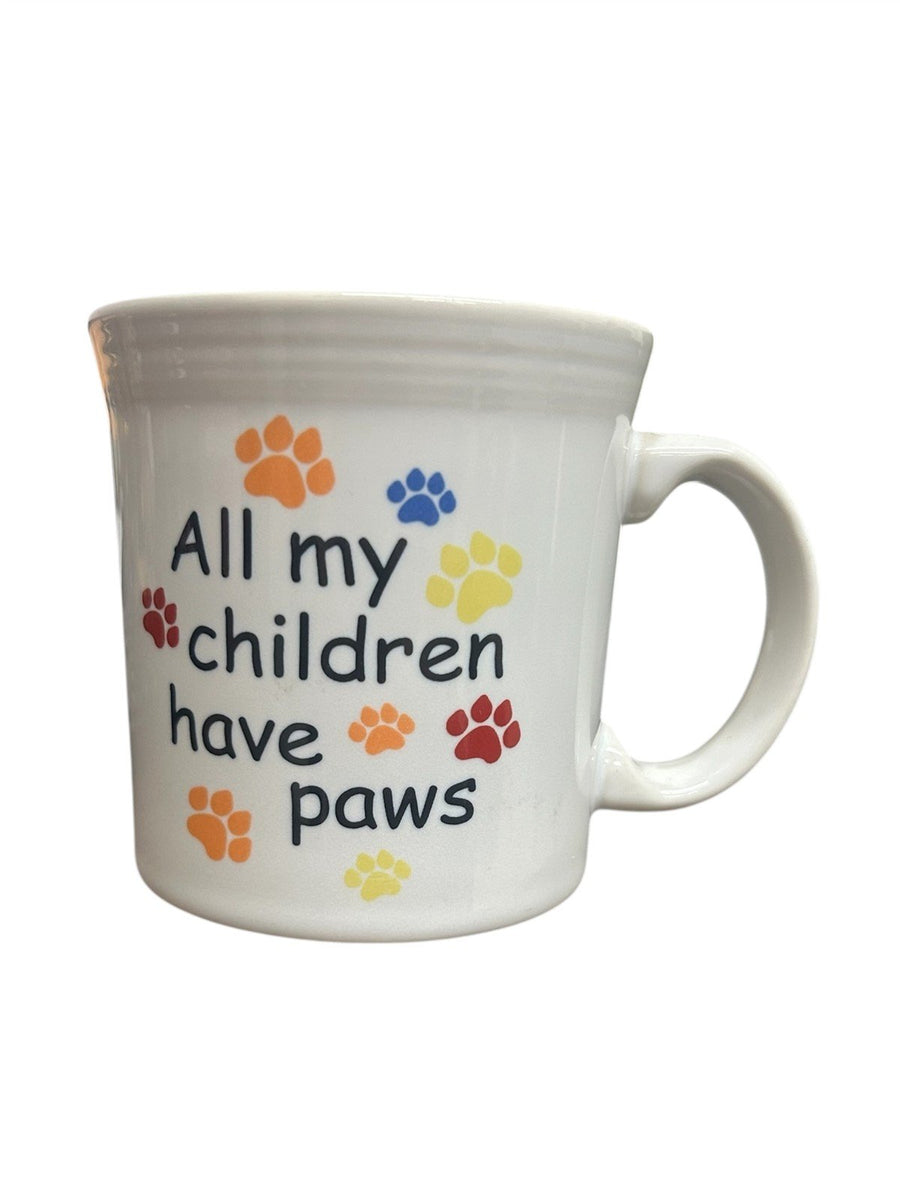 Fiesta - White "All My Children Have Paws" Java Handle Mug Homer Laughlin Cup