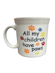 Fiesta - White "All My Children Have Paws" Java Handle Mug Homer Laughlin Cup