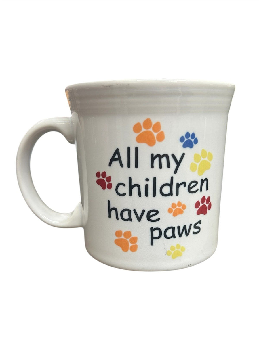 Fiesta - White "All My Children Have Paws" Java Handle Mug Homer Laughlin Cup
