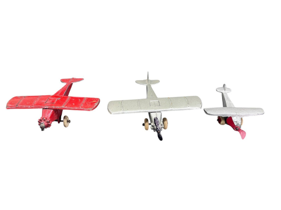 Tootsie Toys 3 Planes Silver and Red Metal Vintage Children Play