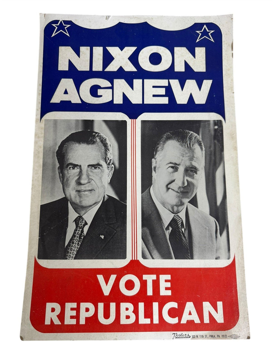 Richard Nixon Spiro T. Agnew Campaign Poster Vote Republican 1968 Election