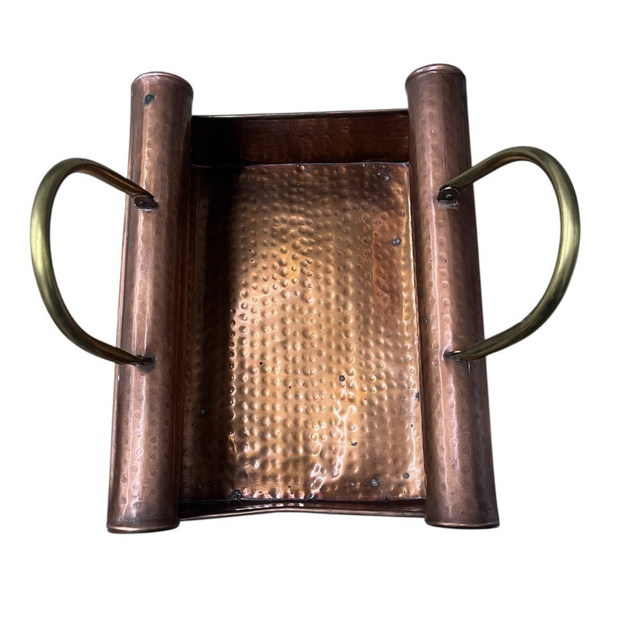 Vintage Copper Hammered Magazine Log Coal Display Holder Made in India