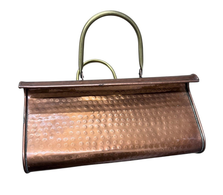 Vintage Copper Hammered Magazine Log Coal Display Holder Made in India