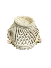 Ceramic Italian Woven Pottery Set Of Five Made In Italy Baskets With Roses