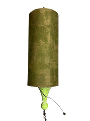 Mid Century Modern Lamp Green Light Fixture Fabric and Ceramic Wire Chain