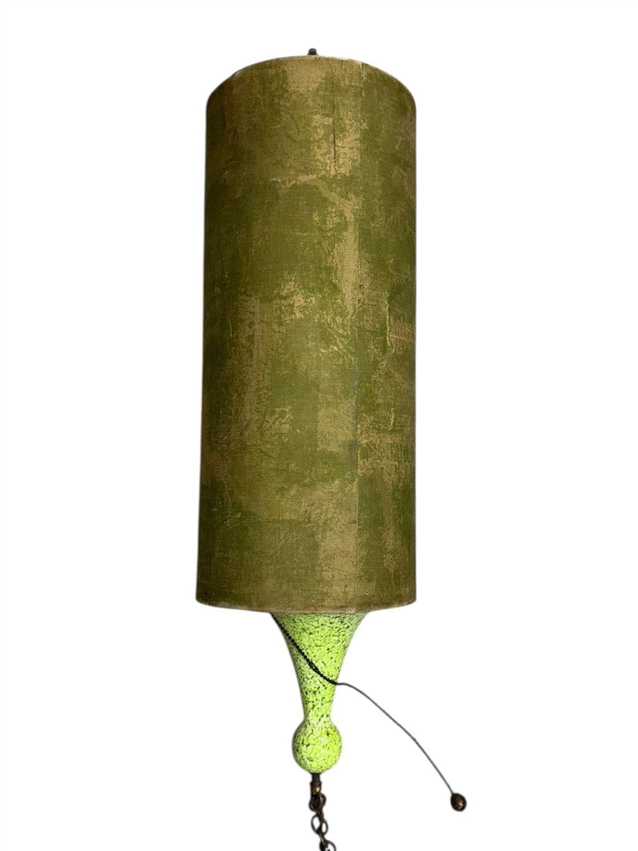 Mid Century Modern Lamp Green Light Fixture Fabric and Ceramic Wire Chain