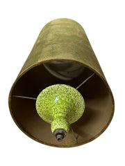 Mid Century Modern Lamp Green Light Fixture Fabric and Ceramic Wire Chain