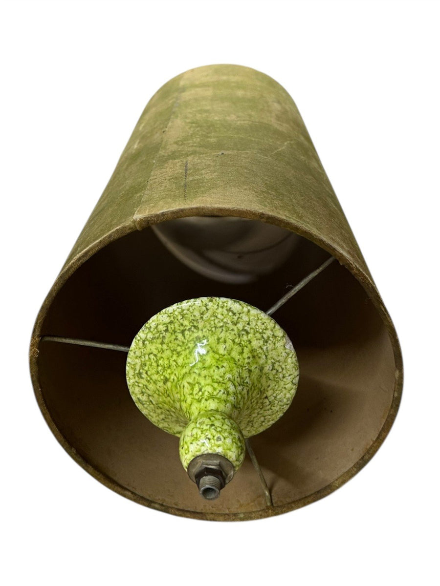 Mid Century Modern Lamp Green Light Fixture Fabric and Ceramic Wire Chain