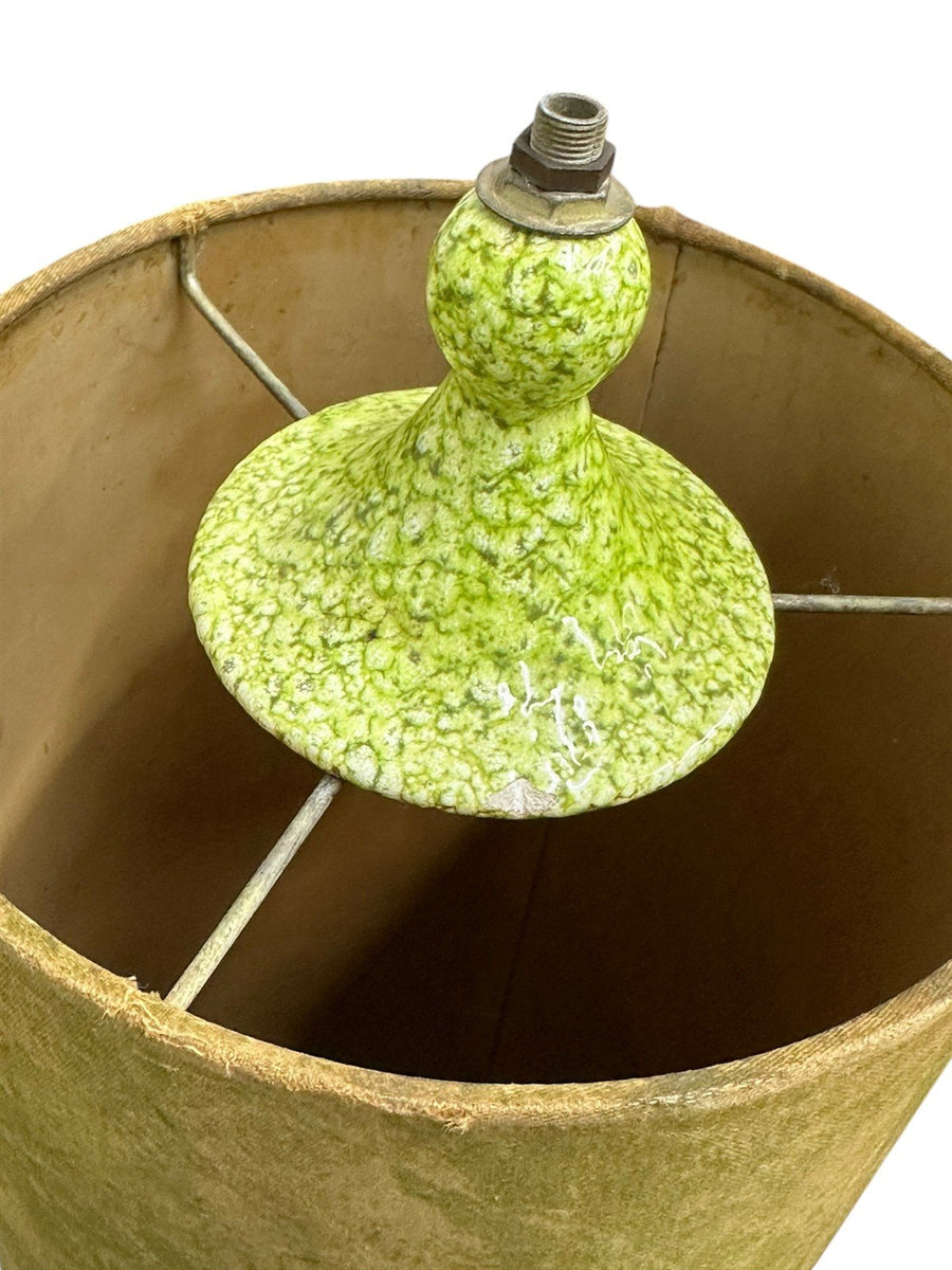 Mid Century Modern Lamp Green Light Fixture Fabric and Ceramic Wire Chain