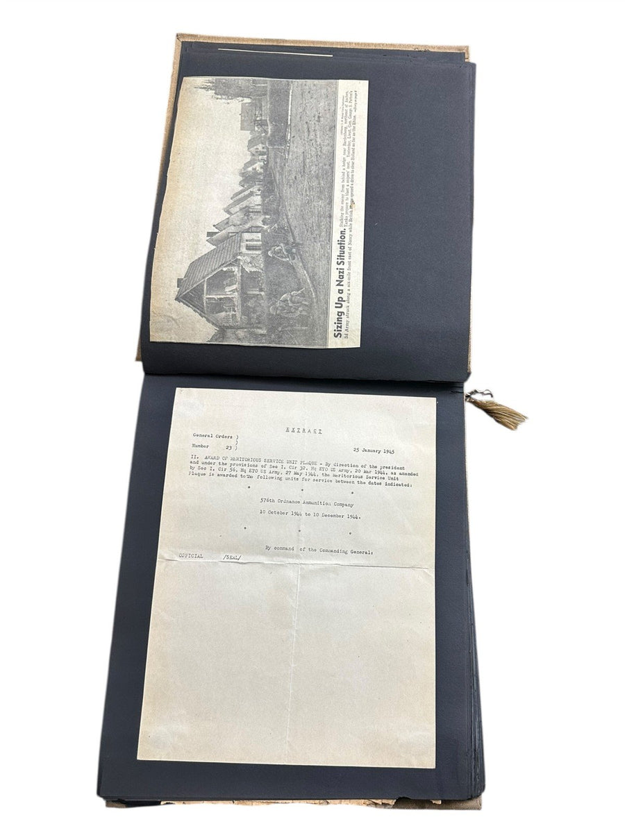 Hard Cover 1940s Solider Photo Album War News Paper Clippings Letters