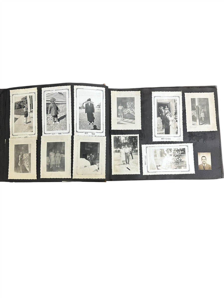 Leather Hard Cover Vintage 1940s Photo Album 200+ Photos Of 40s Lifestyle