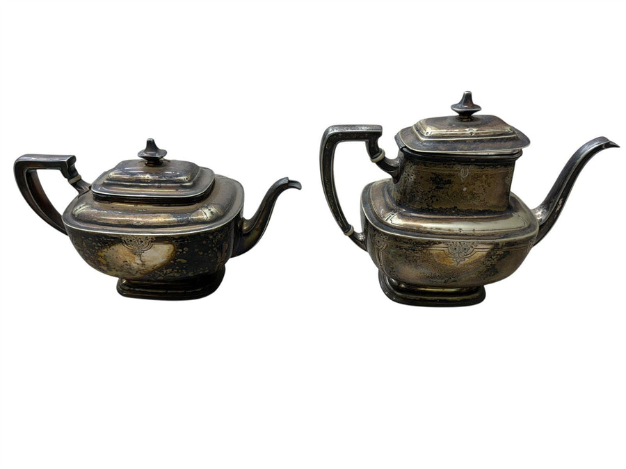 Reed & Barton Silverplate Tea Set 4 Pieces Pitcher, Creamer, Teapot, Sugar Bowl