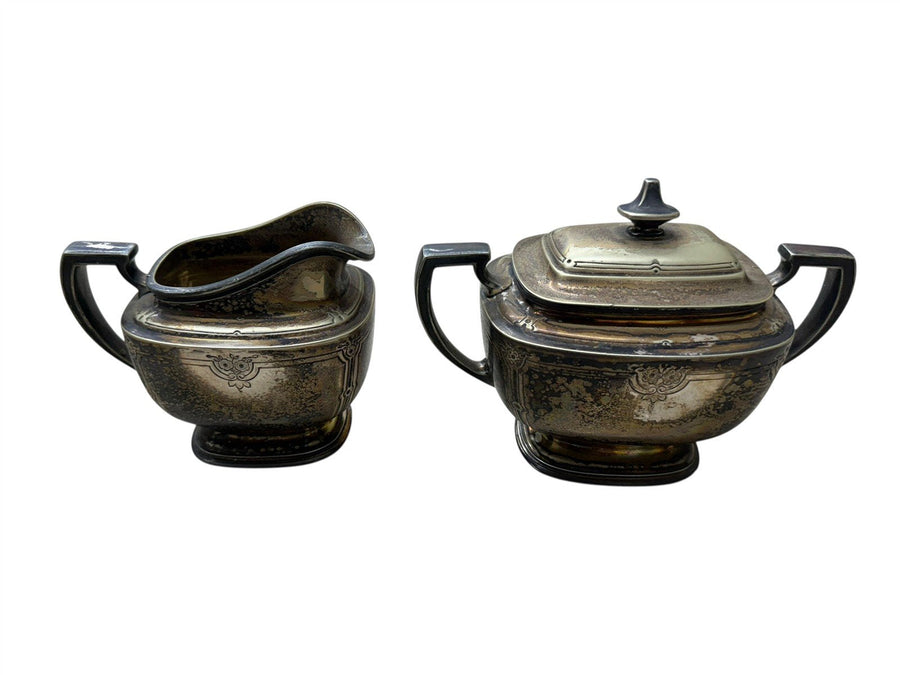 Reed & Barton Silverplate Tea Set 4 Pieces Pitcher, Creamer, Teapot, Sugar Bowl