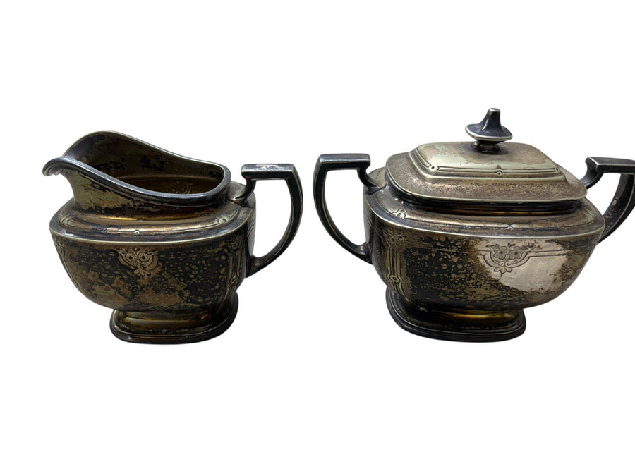 Reed & Barton Silverplate Tea Set 4 Pieces Pitcher, Creamer, Teapot, Sugar Bowl