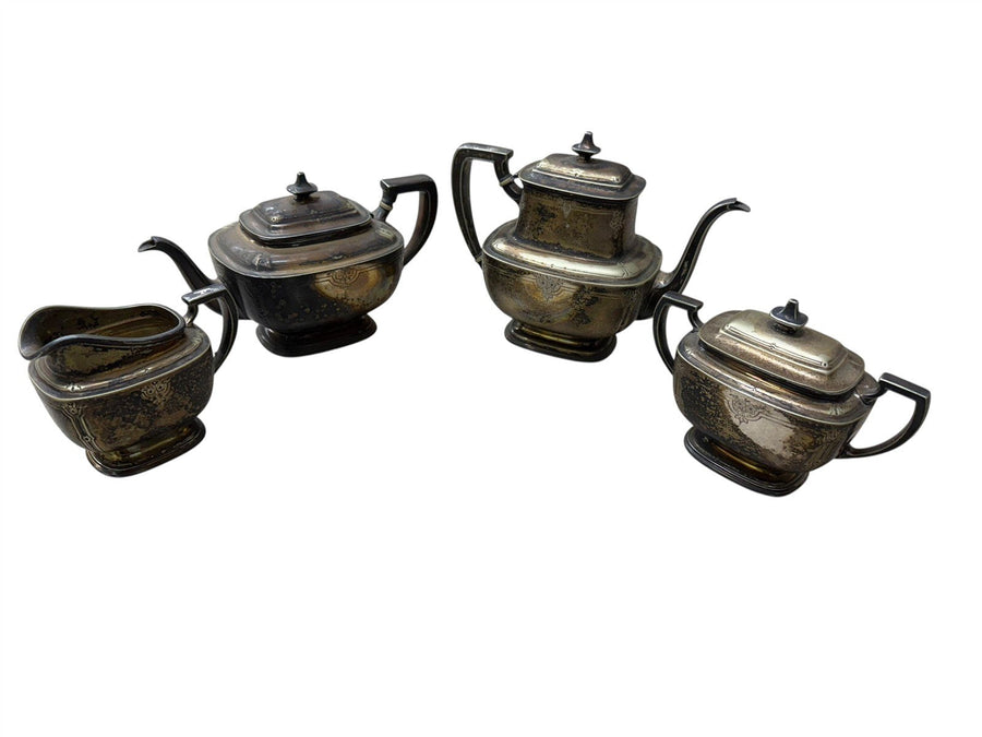 Reed & Barton Silverplate Tea Set 4 Pieces Pitcher, Creamer, Teapot, Sugar Bowl
