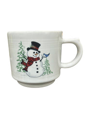 Fiesta - White Snowman Facing Right Stacking Mug Homer Laughlin Ceramic