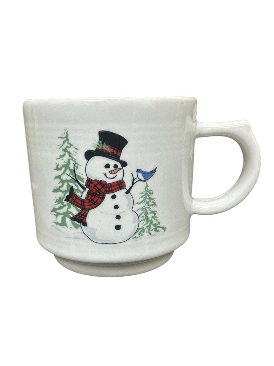 Fiesta - White Snowman Facing Right Stacking Mug Homer Laughlin Ceramic