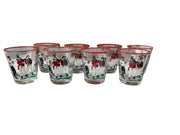 8 pc Pickwick Glasses Libbey Safedge And Box Men In Tavern 1948 Lowball Glasses