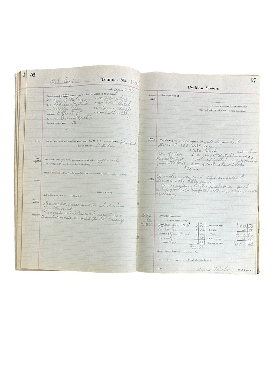 1920s Pythian Sisters accounting ledger books four piece