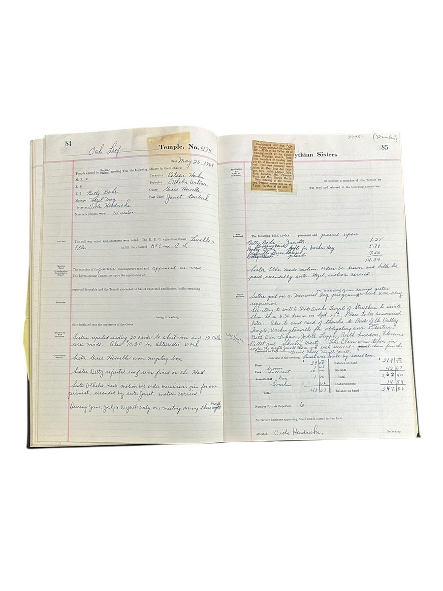 1920s Pythian Sisters accounting ledger books four piece