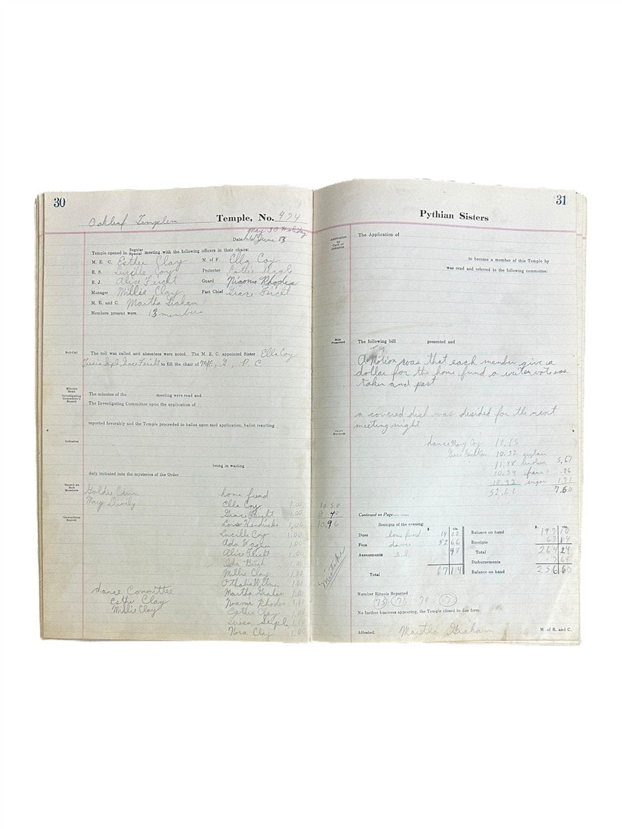 1920s Pythian Sisters accounting ledger books four piece