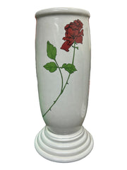 Fiesta - Gray Millennium III Flower Vase With A Rose Homer Laughlin Ceramic