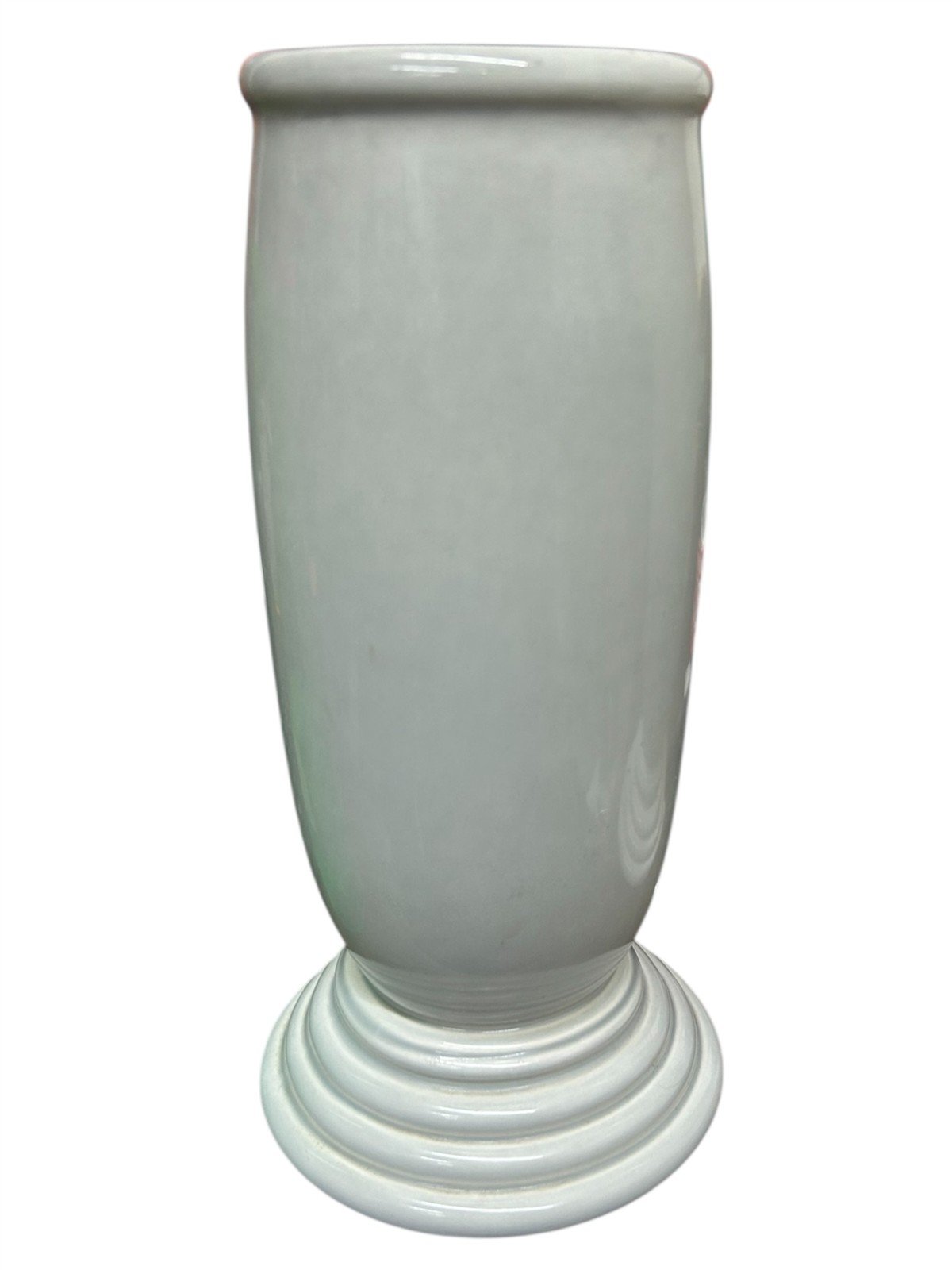 Fiesta - Gray Millennium III Flower Vase With A Rose Homer Laughlin Ceramic