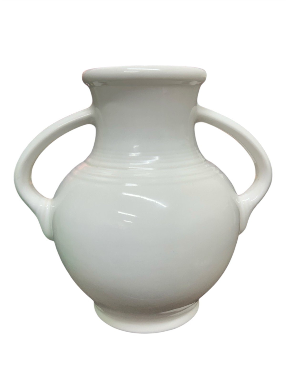 Fiesta - White Millennium I Flower Vase Homer Laughlin Ceramic Two Handle