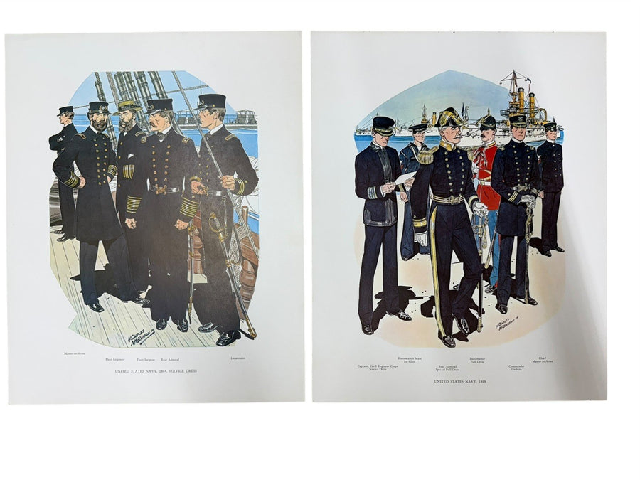 1966 & 1967 Uniforms of the United States Navy 1776-1976; 27 Naval Prints