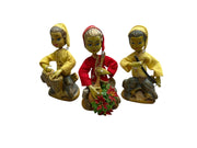 Three Vintage Tilso Pixie Elf 1960's Vintage Christmas; Mandolin, Bongos, Flute