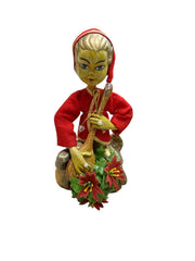 Three Vintage Tilso Pixie Elf 1960's Vintage Christmas; Mandolin, Bongos, Flute
