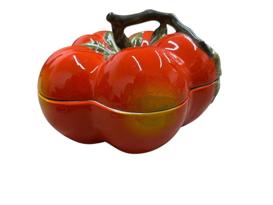 Vintage Tomato Shaped Casserole Soup Tureen and Large Spoon Mancioli Italy