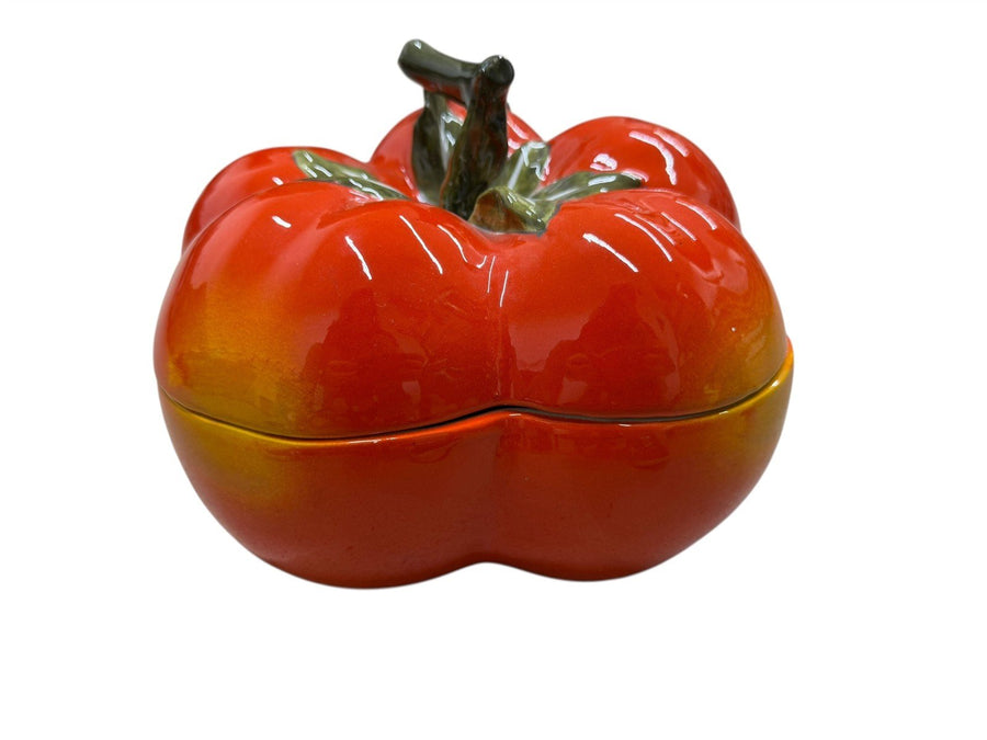 Vintage Tomato Shaped Casserole Soup Tureen and Large Spoon Mancioli Italy