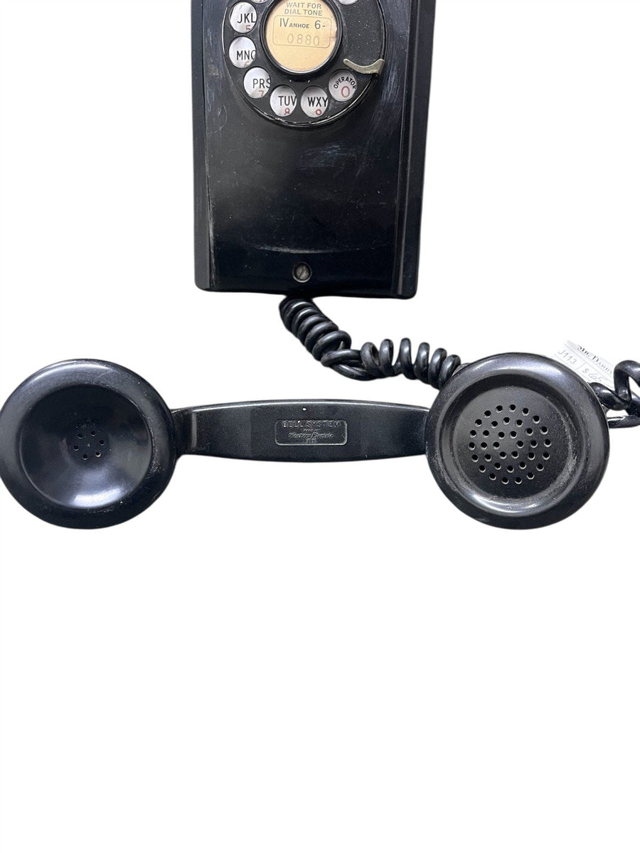 Western Electric Vintage Black Bell System Rotary Wall Telephone