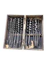 Auger Drill Bit Set Antique With Wooden Box and Various Brands Good Condition