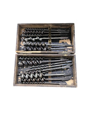 Auger Drill Bit Set Antique With Wooden Box and Various Brands Good Condition
