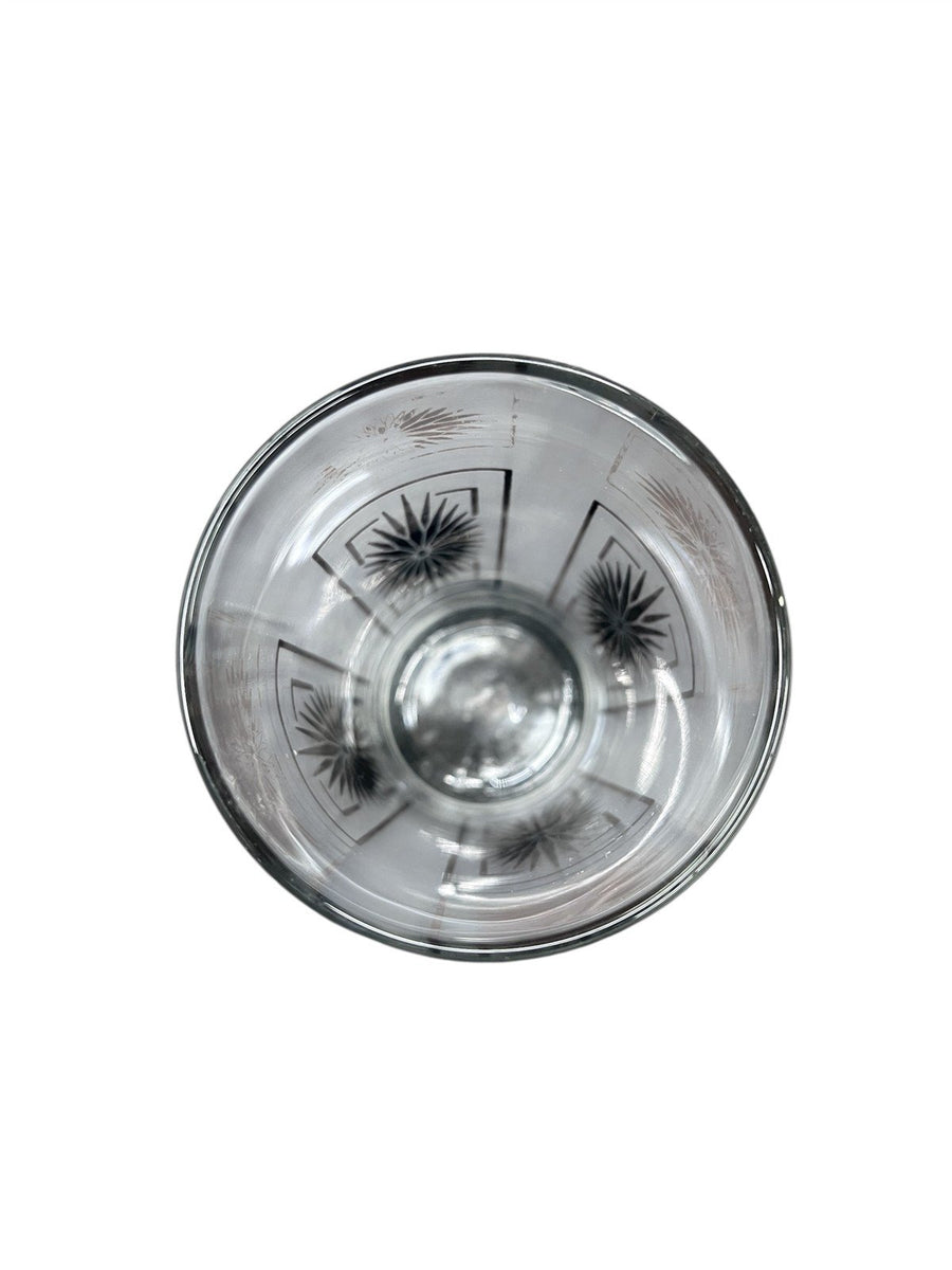 Set of 7 Mid Century Modern Atomic Starburst Black and Gold Glasses