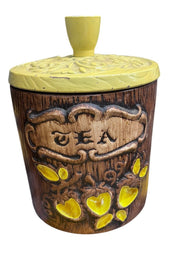 Treasure Craft Vintage 1970's Woodgrain Sugar and Tea Kitchen Canisters