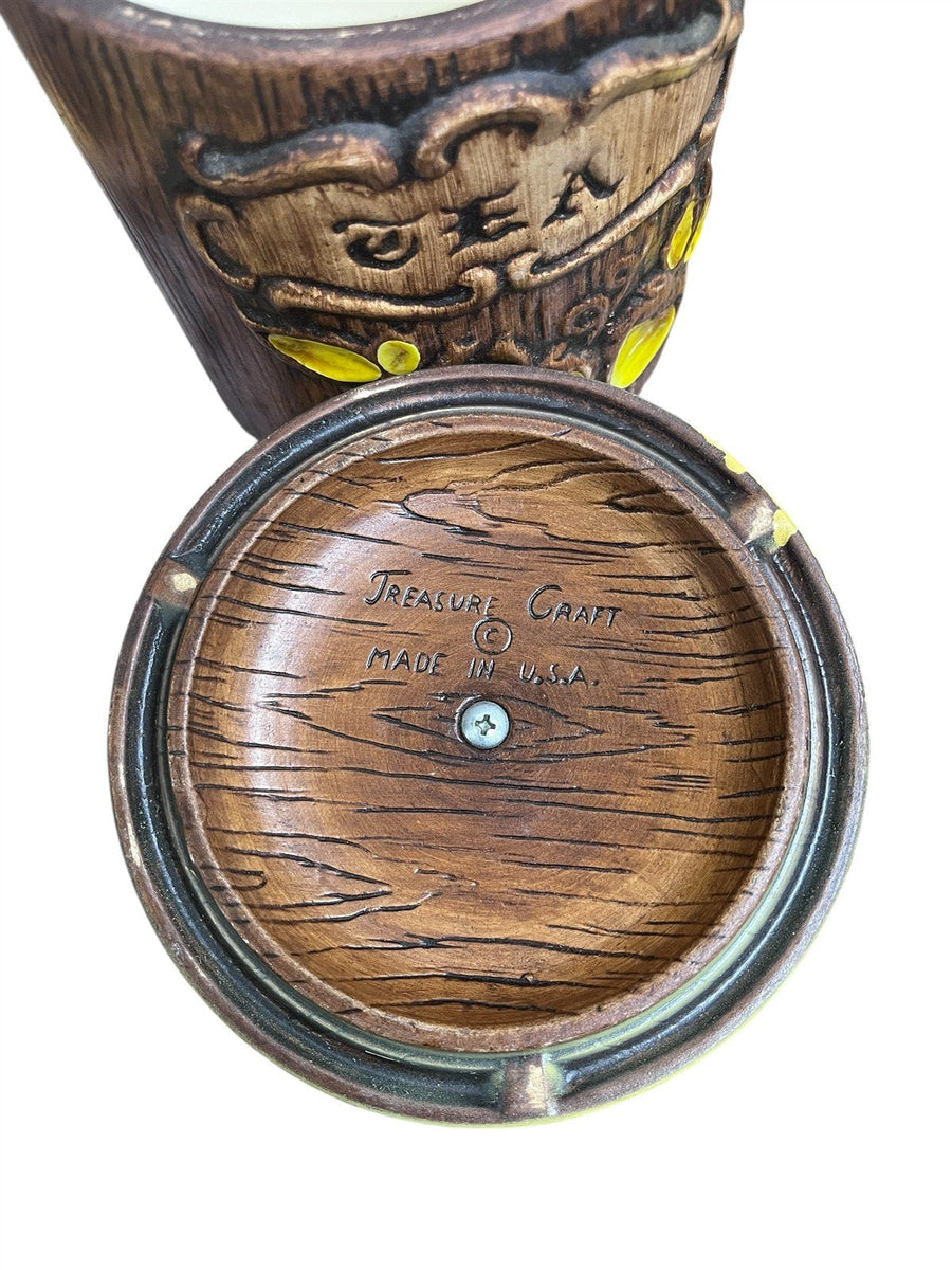 Treasure Craft Vintage 1970's Woodgrain Sugar and Tea Kitchen Canisters