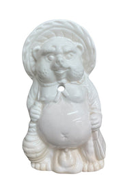 Tanuki Raccoon Set of 2 Brown/White Vintage Ceramic Drinking Mugs with Straw Hole