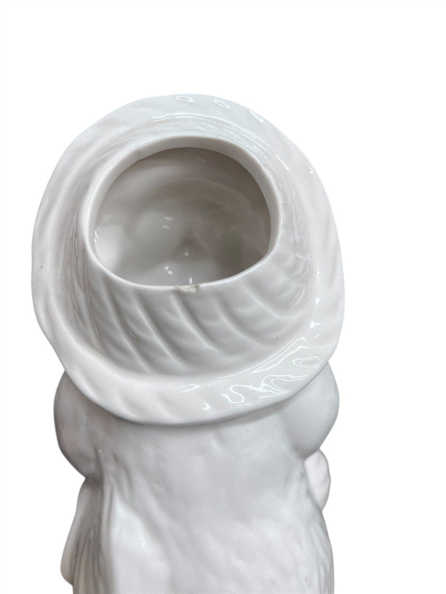 Tanuki Raccoon Set of 2 Brown/White Vintage Ceramic Drinking Mugs with Straw Hole