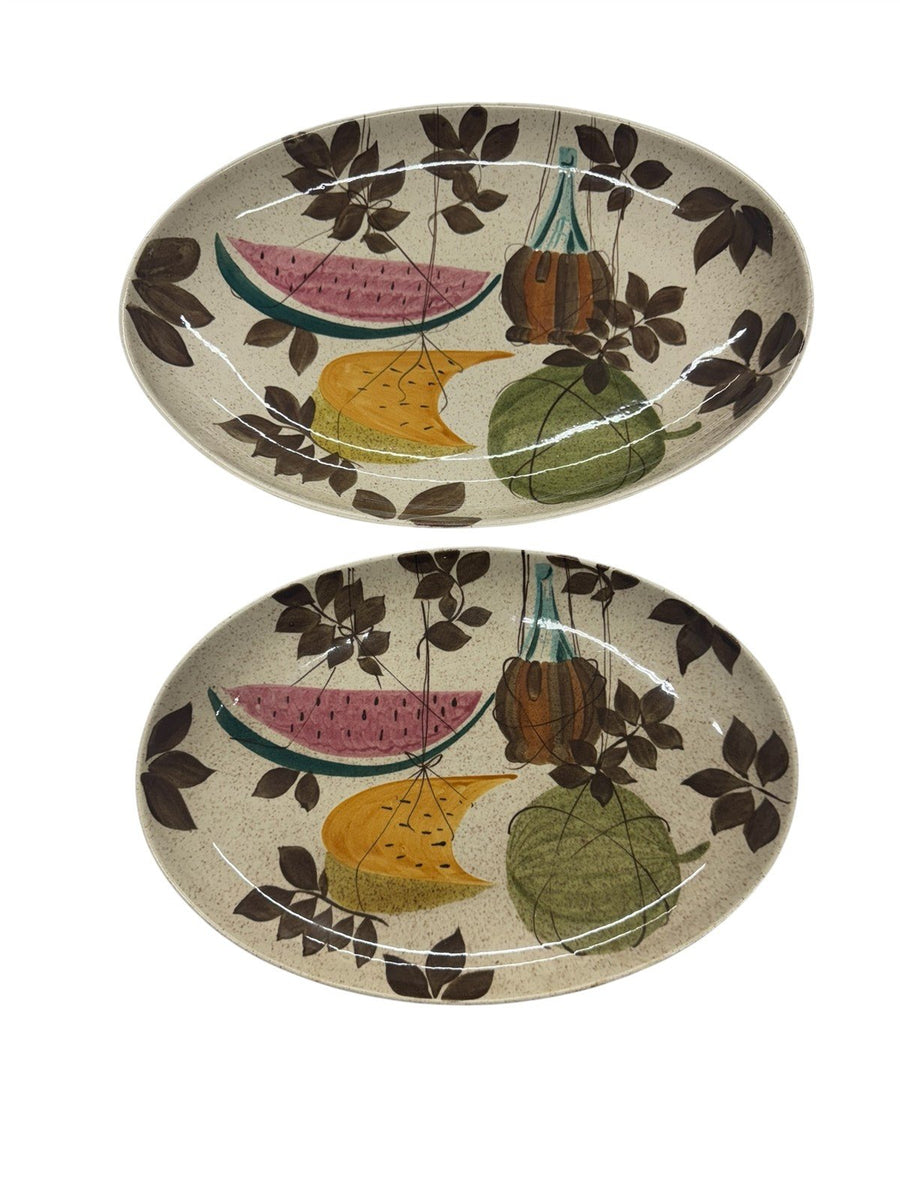 Red Wing Pottery USA Vintage Tampico Fruits Hand-Painted Dinnerware Set