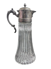 Italian Glass and Silver Plate Antique Wine Decanter With Ornate Details