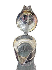 Italian Glass and Silver Plate Antique Wine Decanter With Ornate Details