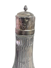 Italian Glass and Silver Plate Antique Wine Decanter With Ornate Details